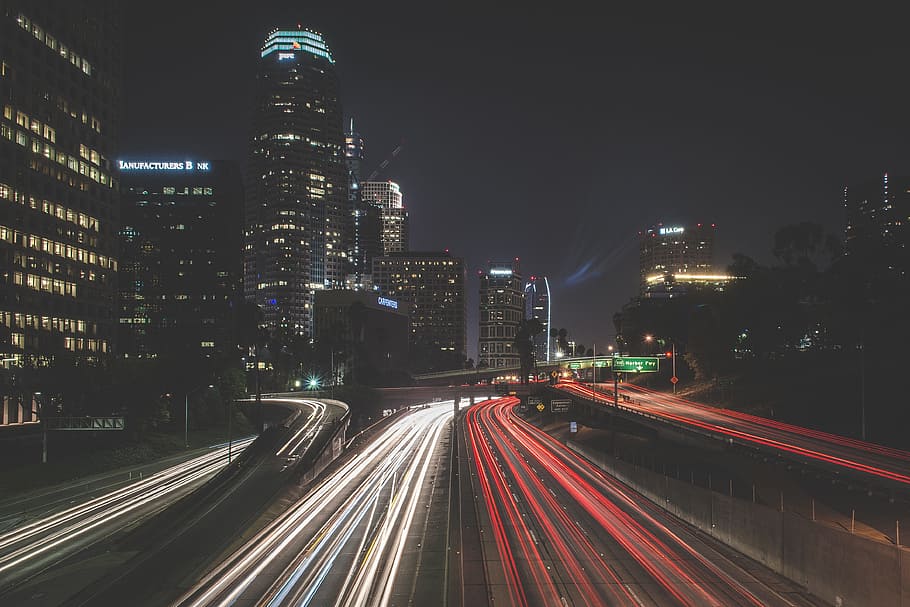 city car traffic, city and Urban, car, cars, motion, night, speed, illuminated, city, long exposure