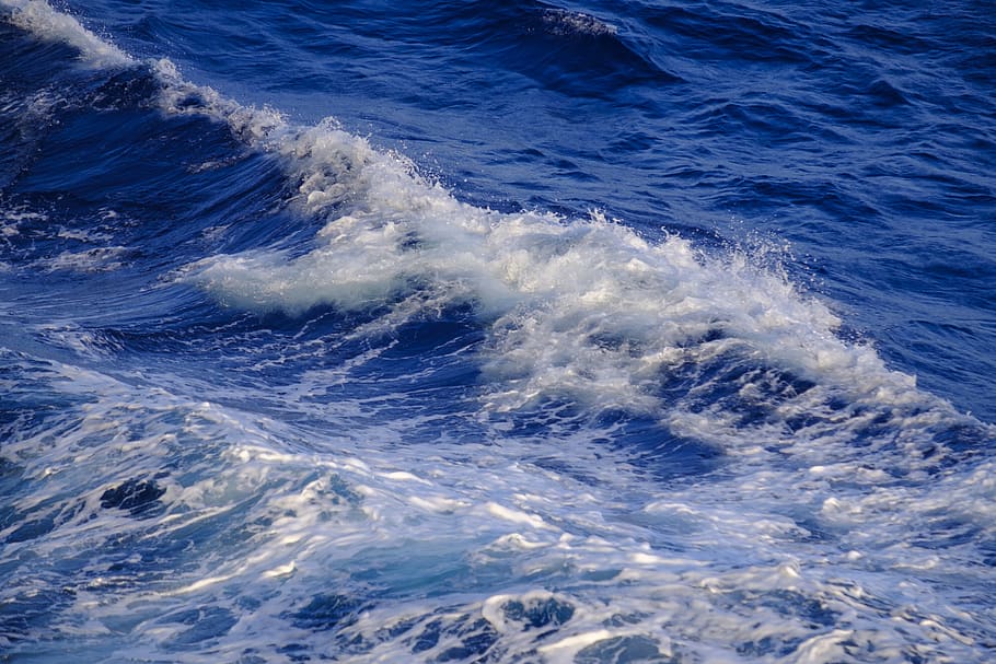 gelombang, air, laut, gelisah, badai, liar, busa, gerakan, keindahan di alam, biru