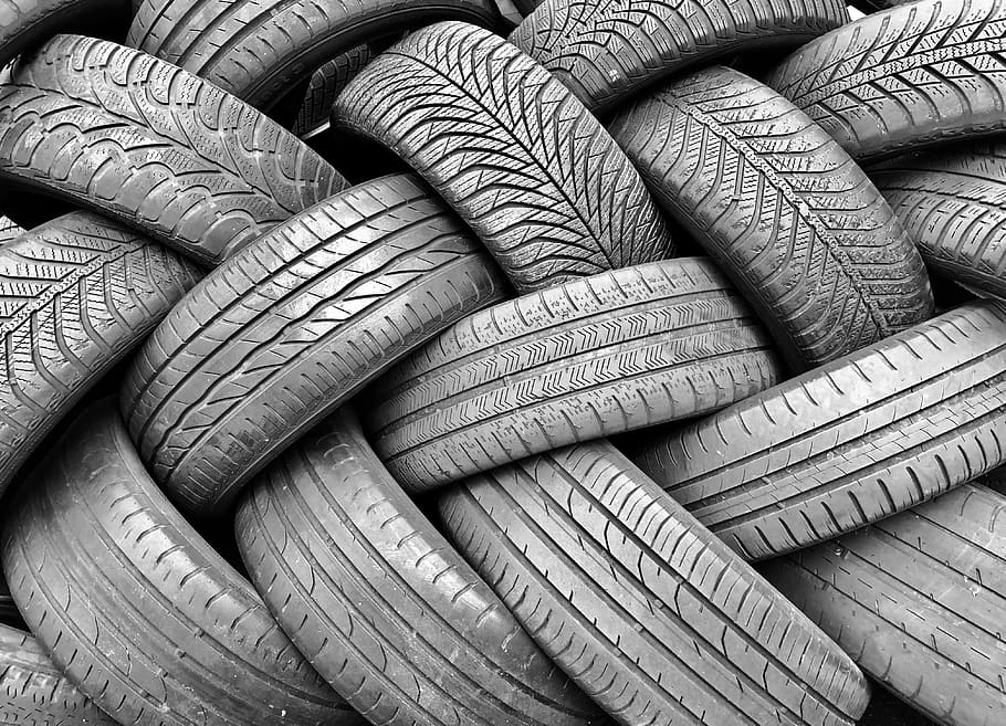 neumáticos para automóviles, fondo, caucho, pila, negro, maduro, viejo, abstracto, perfil, usado