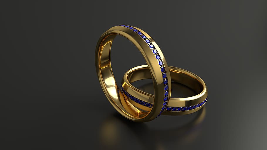 aliansi, cincin, pernikahan, emas, 3d, komitmen, cinta, perhiasan, berwarna emas, cincin kawin