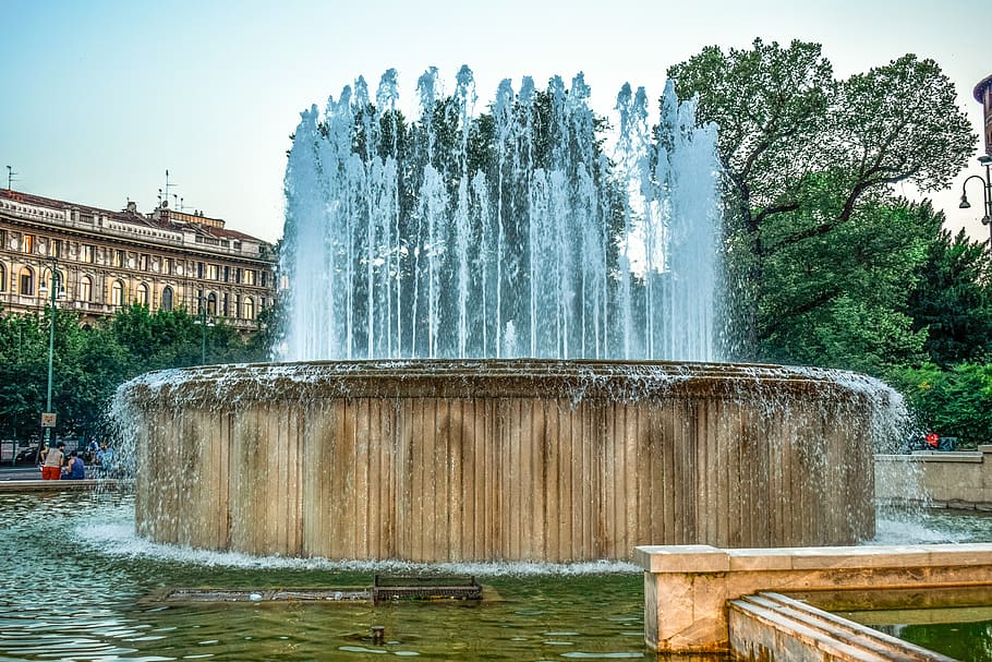 fountain, square, water, architecture, city, park, milan, milano, italy,  nature | Pxfuel