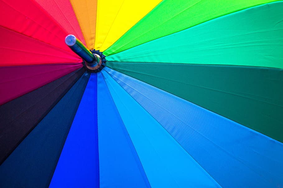 ainda, itens, coisas, guarda-chuva, cores, linhas, padrões, multi colorido, azul, guarda chuva