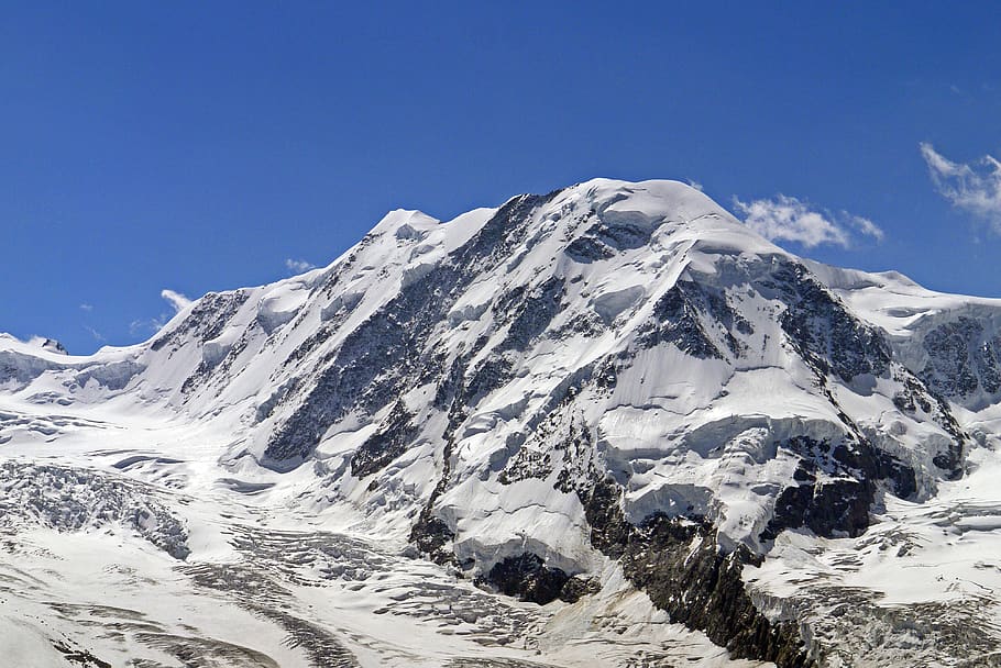 high alps, breithorn, monte-rosa-group, 4164 meters, five summit, kilometers long, mountain, rock, snow, snowy