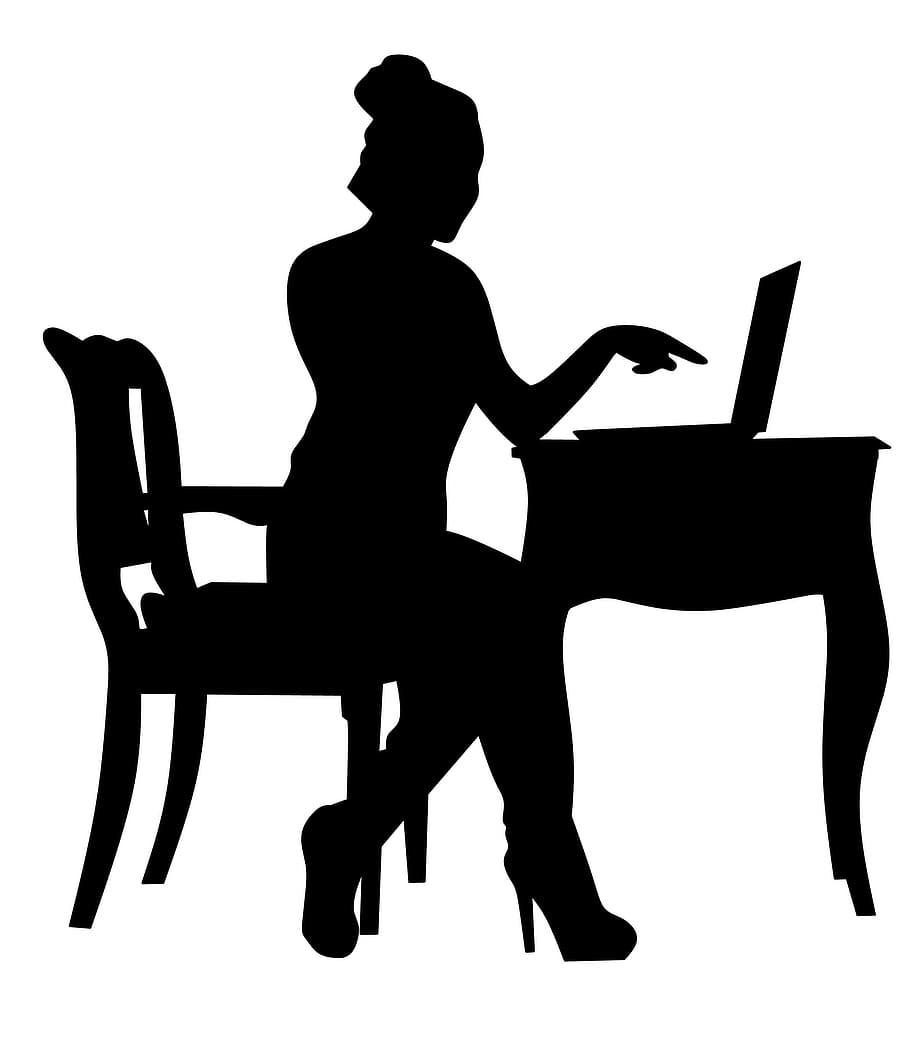 silhouette, businesswoman, chat, blog, business, phone, communication, computer, office, internet