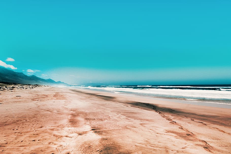 golden, sand, beach, blue sky, clear, travel, vacation, holiday, sanddune, surf