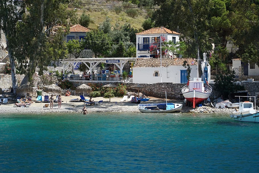 hydra, holidays, island, summer, greece, holiday, tavern, yacht, heat, water