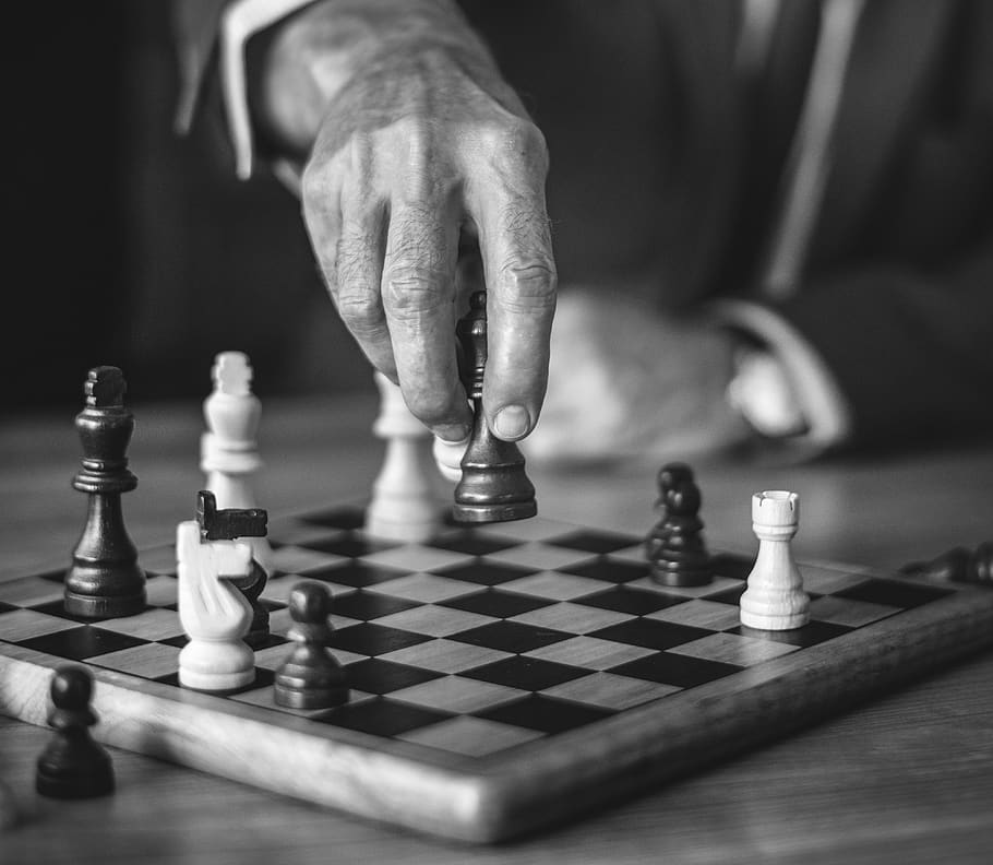 achievement, adult, battle, black, black and white, board, businessman, bw, check, chess