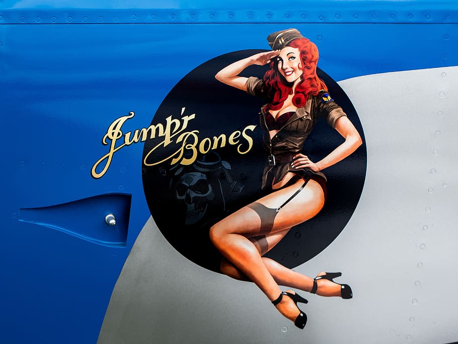 wwii, nose art, aircraft, germany, america, flight, woman, young women, young adult, water